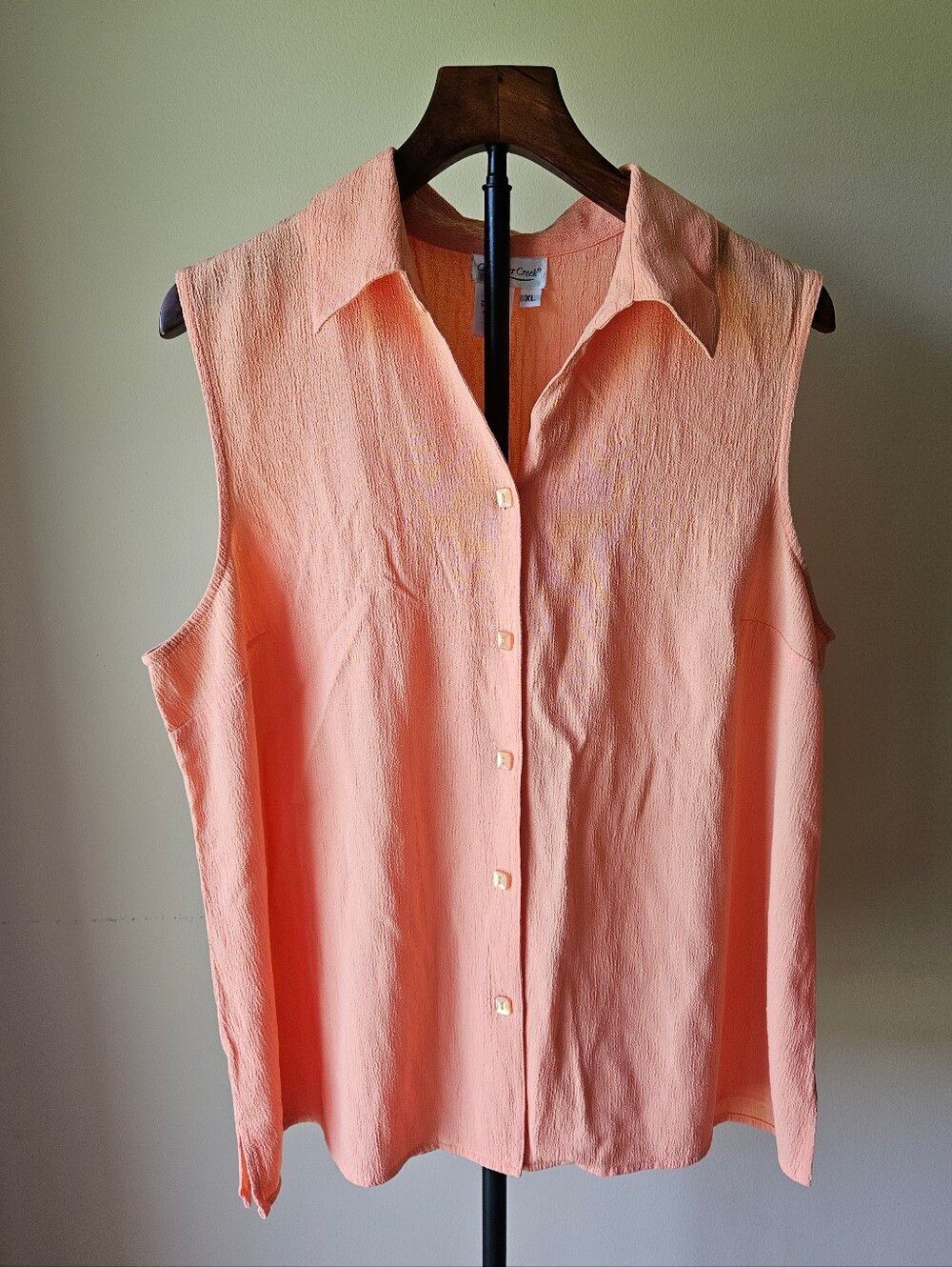 Coldwater Creek Sleeveless Button-Front Blouse in Peach Size XL